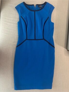 The Limited Cobalt Blue Sheath Dress with Black Trim